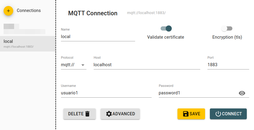 Aplicación MQTT Explorer